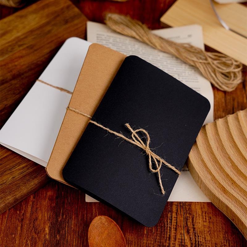 10Pcs Folding Kraft Paper Blank Cards with Rope Gift Blessing Card for Christmas Wedding Birthday Invitation Card Decoration