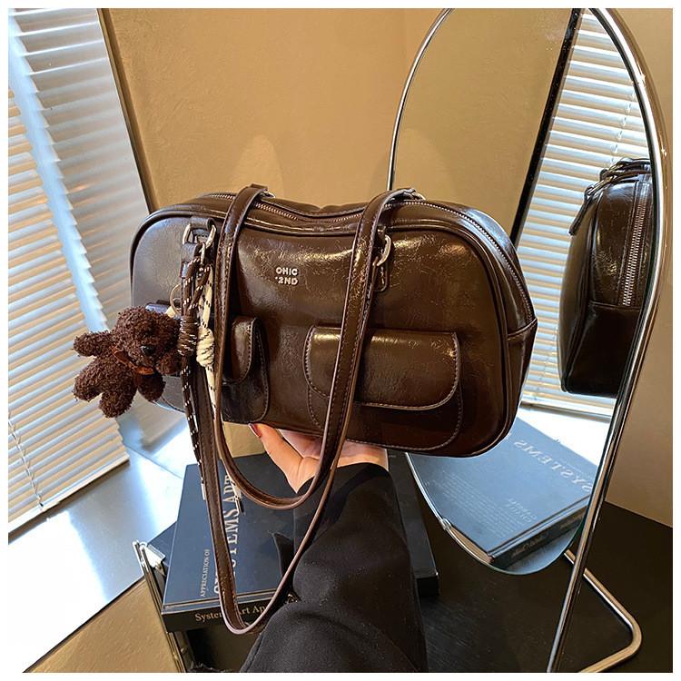 Ielgy Retro Large-Capacity Autumn Winter One-Shoulder Underarm Bag Commuter Pillow Bag