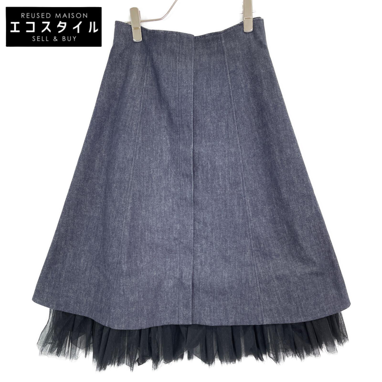 

FOXEY NEW YORK 43289 23 Indigo Tulle Layered Denim Flare Skirt skirt 40 IndigoUsed