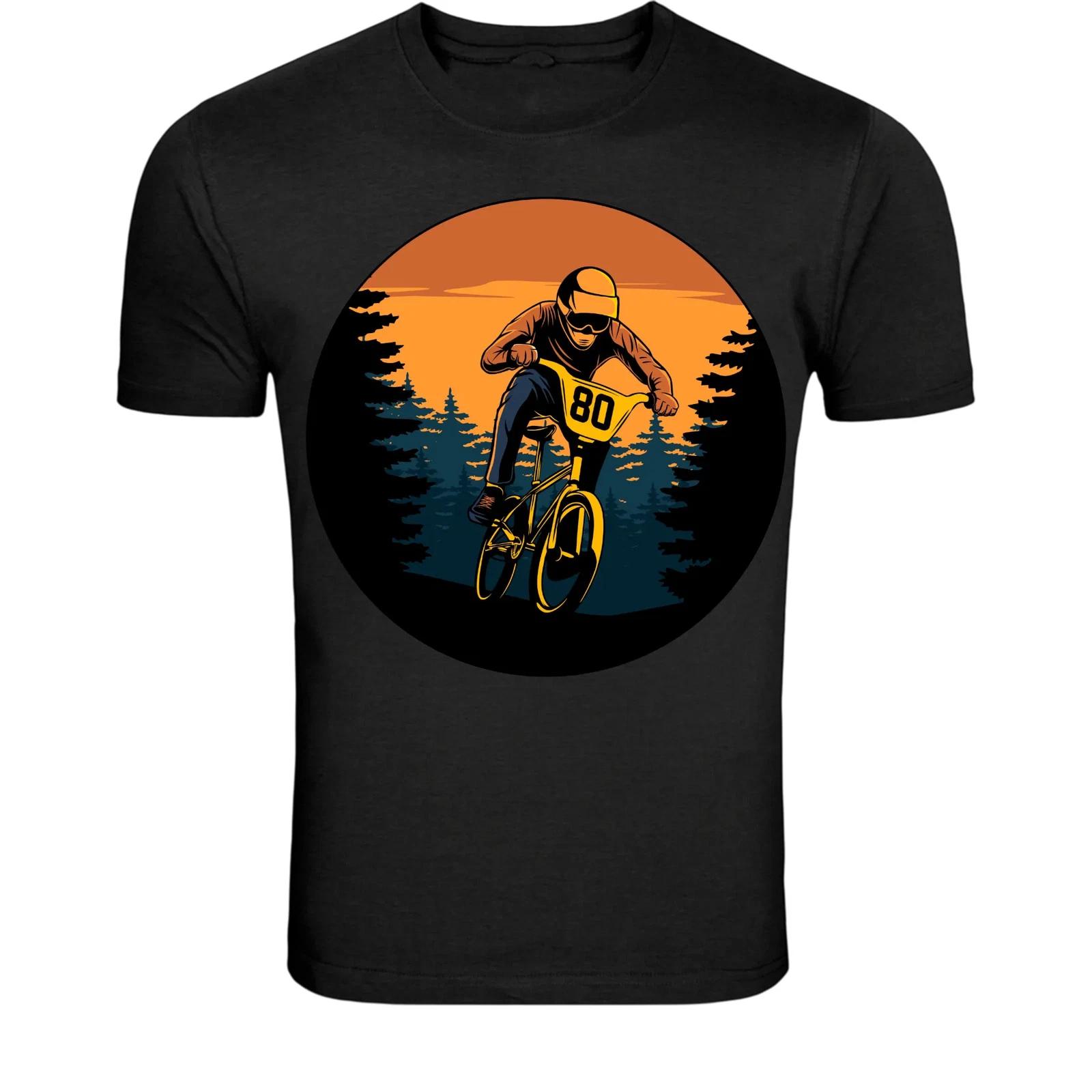 BMX Rider Sunset T-Shirt - Vintage Bicycle Stunt Rider Graphic Tee S