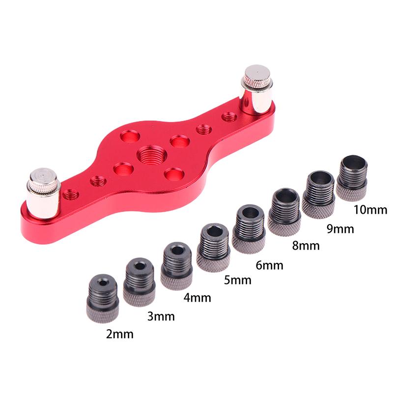 6/8/10mm Alloy Vertical Hole Jig Wood Dowel Hole Drilling Guide Jig Drill Bit Kit Woodworking Drilling Locator Hole Puncher