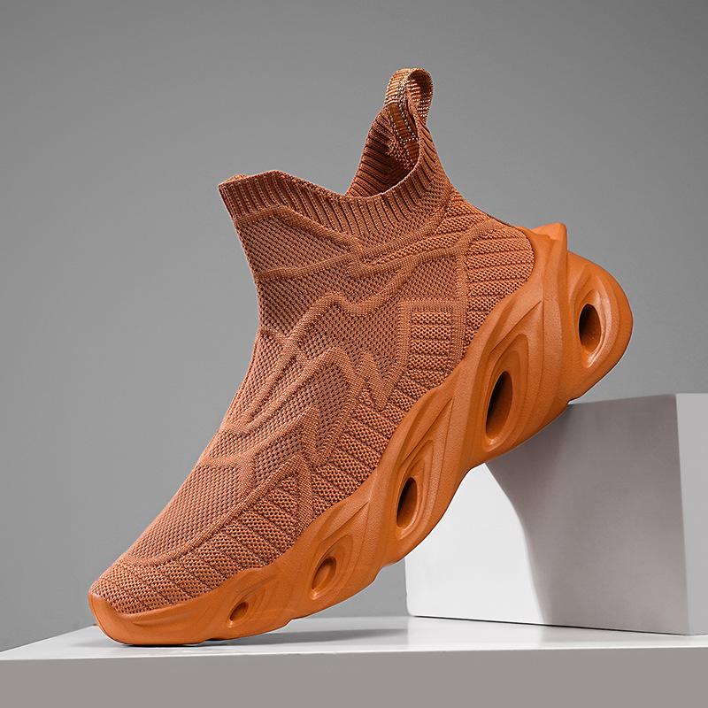 

Большие размеры высокие спортивные повседневные кроссовки с сетчатым лезвием и плетением из ткани осень новая мода легкие кроссовки тренд 46 коричневый