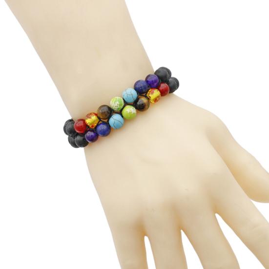 Double Braided Beads Planet Bracelet Milky Way Universe Stone Frosted Bracelet for Gift