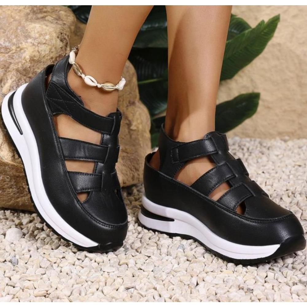 2025 New White Black Closed Toe Women's Sandals Rome Casual Sandals Women Hollow Platform Wedges Plus Size 43 Sneakers