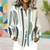 Women Plus Size Printed Collared Long Sleeve Shirt Button Front Curved Hem Pink Black White Gray