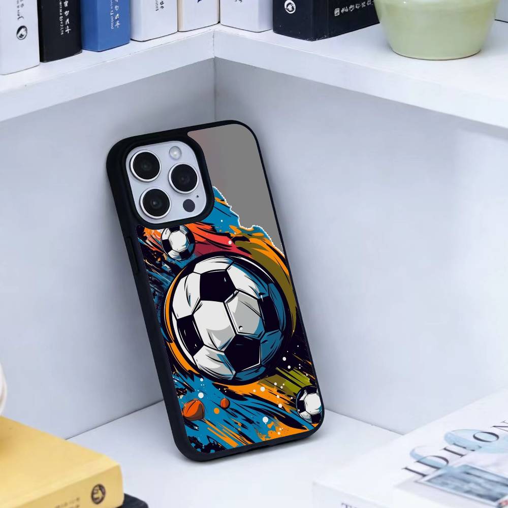 Fire Football Soccer Ball  Phone Case For iPhone 14,16,15,13,17,12,Plus,Pro,Max Magnetic For Magsafe Frosted Cover