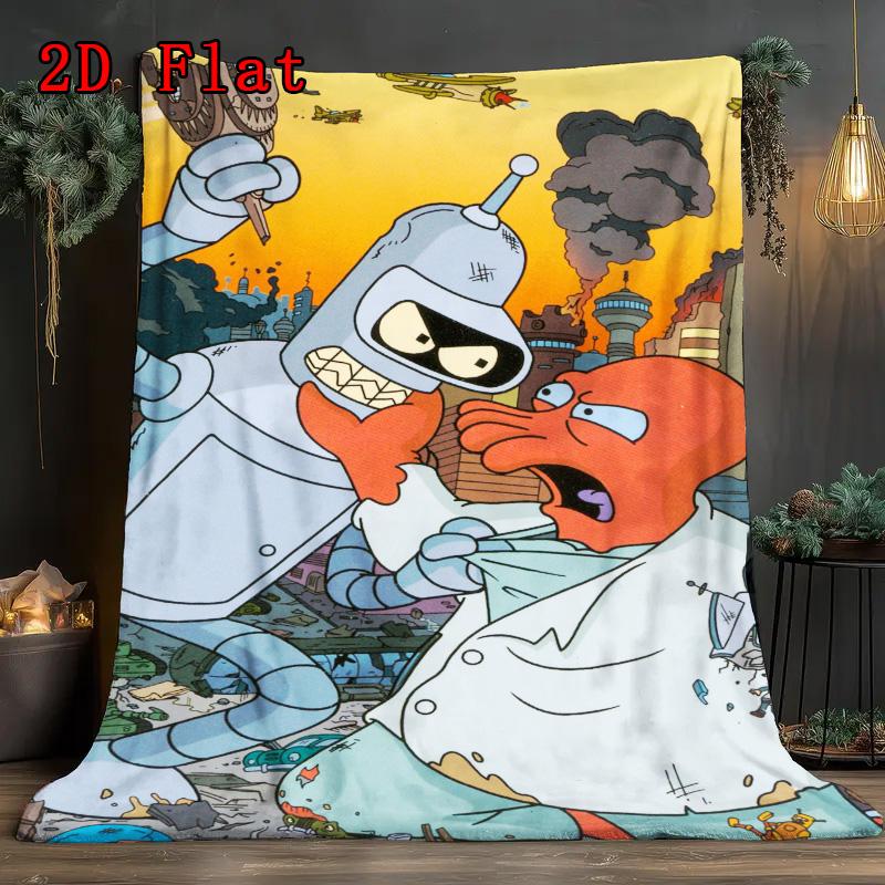 Robot Cartoon 2D Flat Pattern Flannel Blanket High Quality All Seasons Warmth and Comfort Perfect for Christmas Gifts.PMT0914369