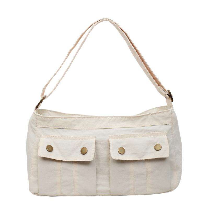 

Lightweight Cott Canvas Shoulder Bag for Women, Soft Multi-Pocket Casual Crossbody Purse, Travel Tote Bag, Fashi Solid Color бежевый