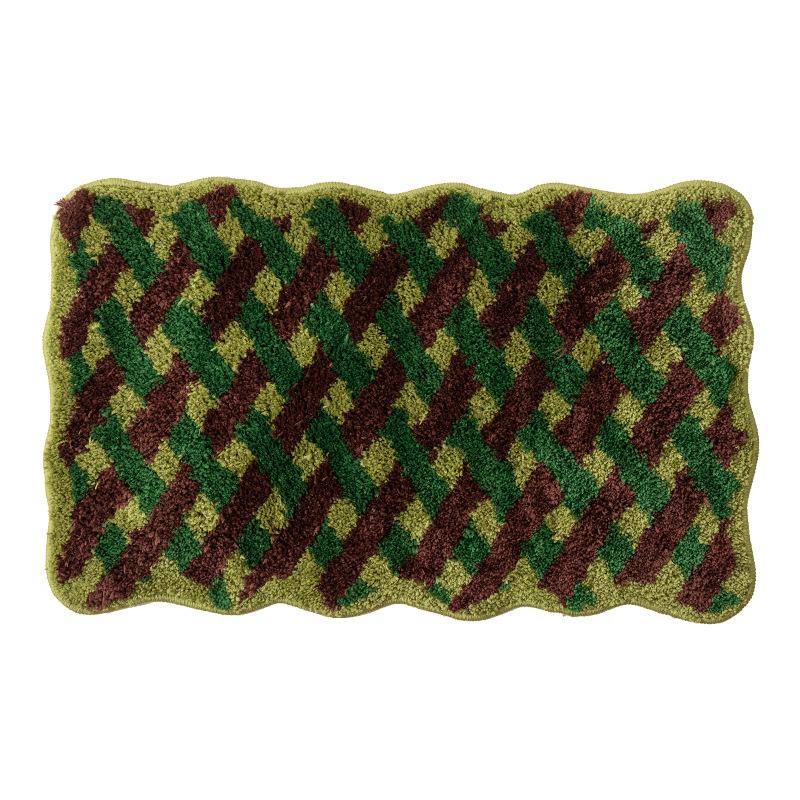 Einfacher karierter Schlafzimmer-Teppich, Badezimmer-Eingangsfußmatte, Winterwärme und Kälteschutz Heimdekoration