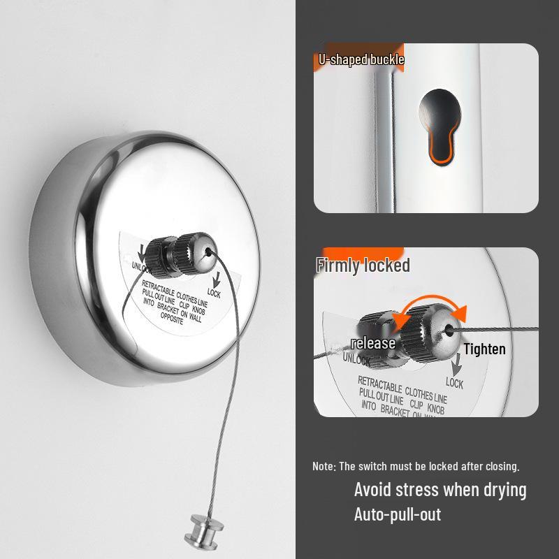 Hotel Balcony Invisible Retractable Clothesline - No-punch Steel Wire for Indoor Home Drying