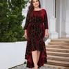 Autumn Women's Plus-size Velvet Dress Three-quarter Sleeve Long Velvet Mermaid Dress