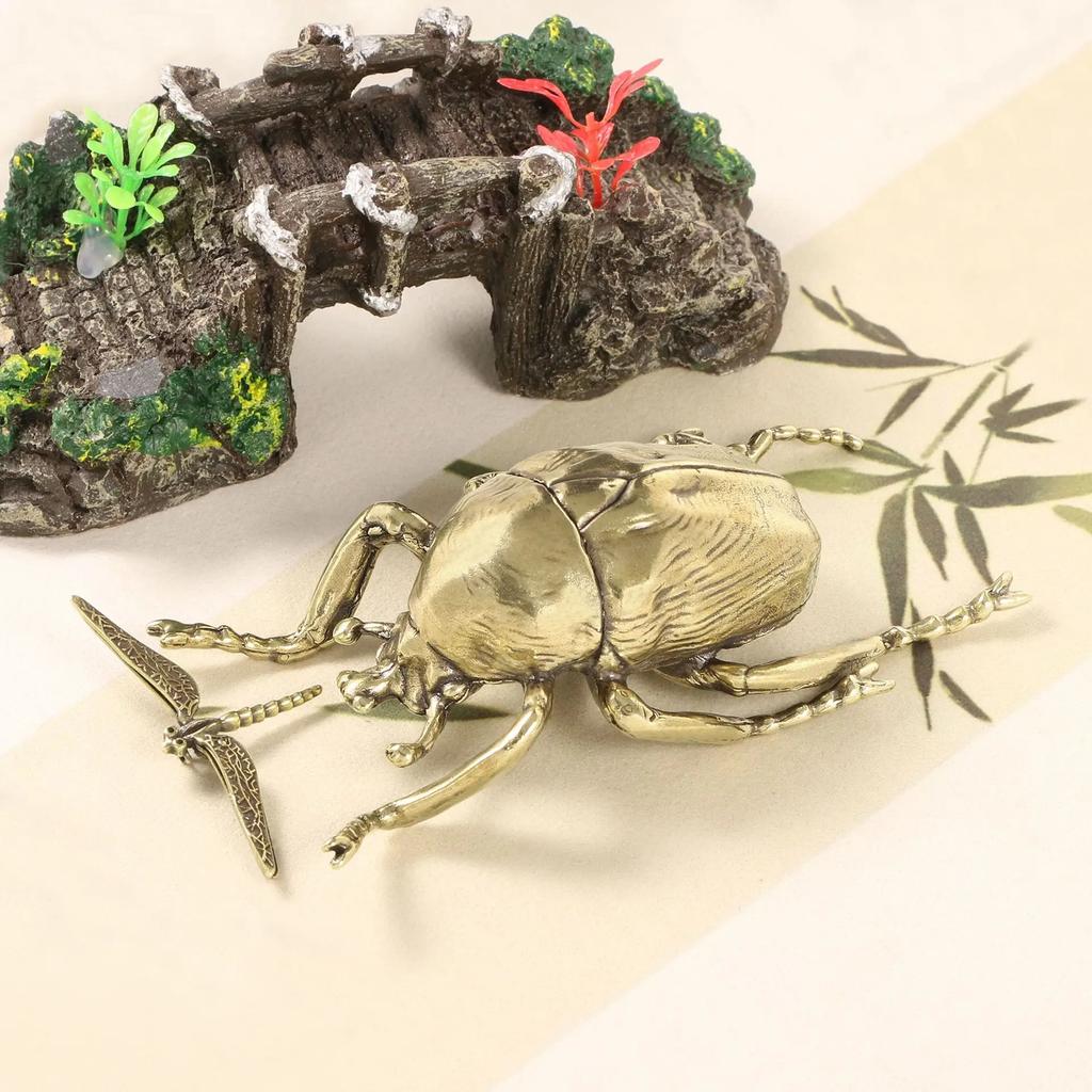 Store gjødselbille Metallfigurer Insekt Skrivebordsdekorasjon Vintage Hjemmedekor Studier Skrivebord Messingpynt Solid Ren Kobber Gave