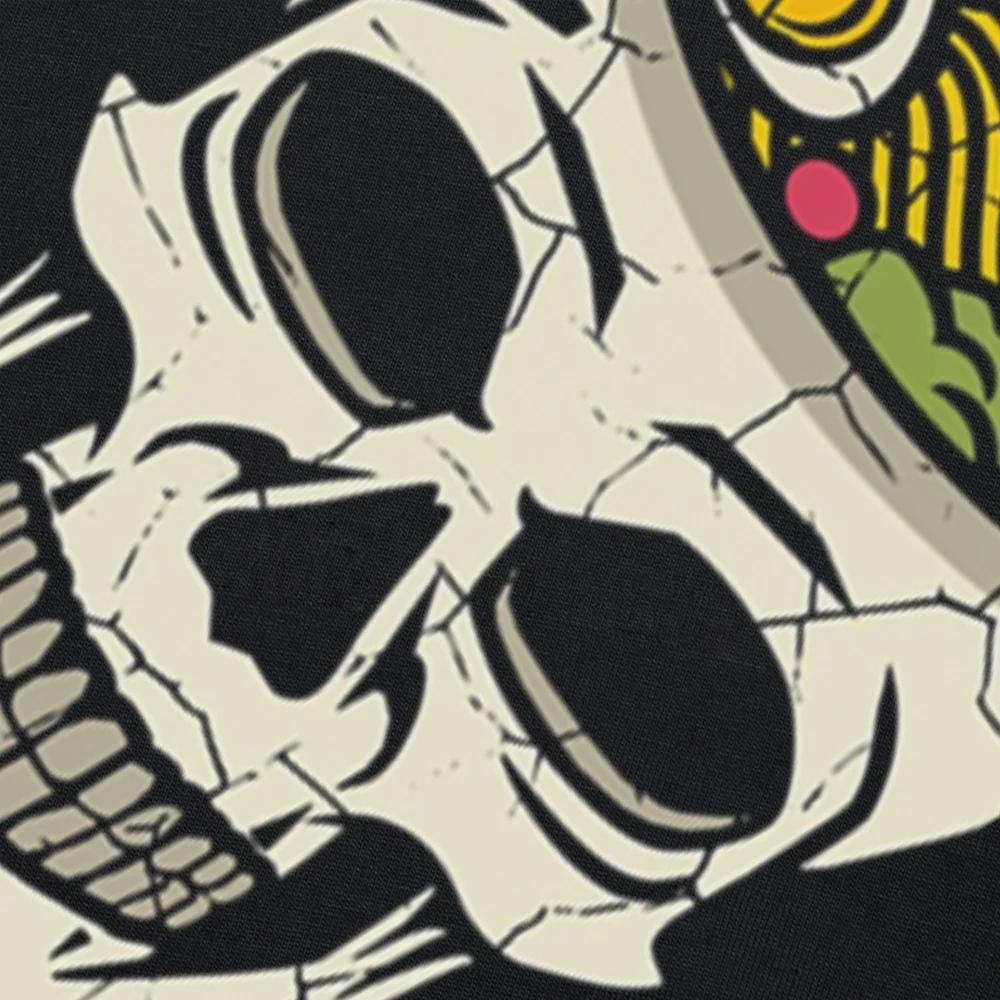 Vintage Japanese Ramen Noodles Skull Brain Graphic Adult Designer Leisure Tops Tees Pure Cotton T Shirt Casual Gift Tops Shirt