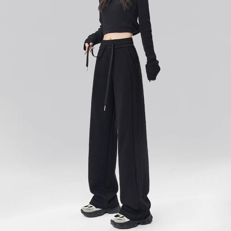Narrow version wide-leg pants women's autumn and winter velvet new casual straight thickened sweatpants banana sweatpants