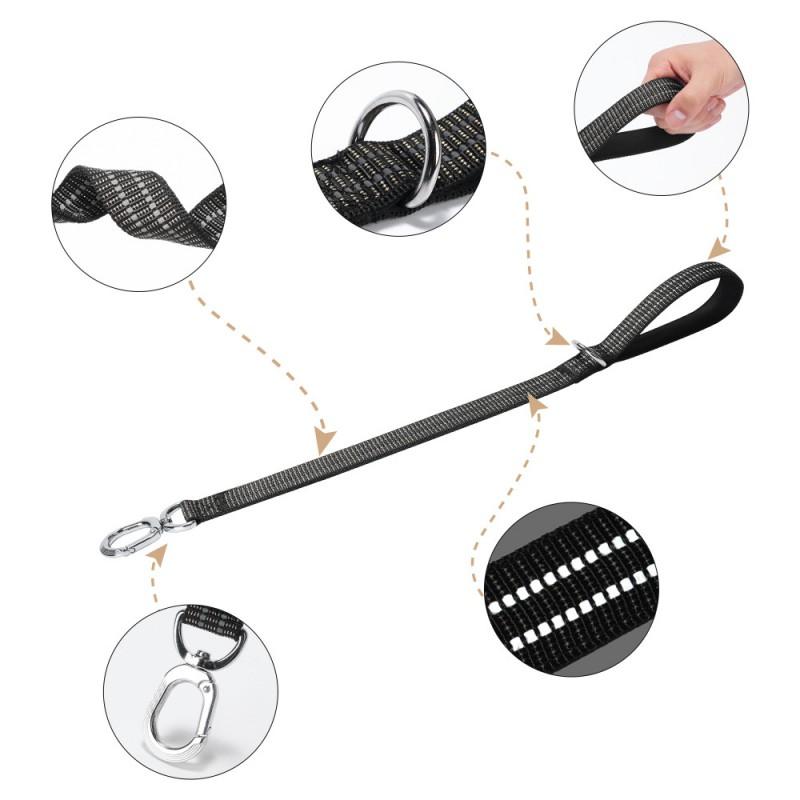 Reflective Heavy-Duty Dog Leash Training Non-Stretch Short Lead Double-Layer Reinforced 50cm X 2.5cm
