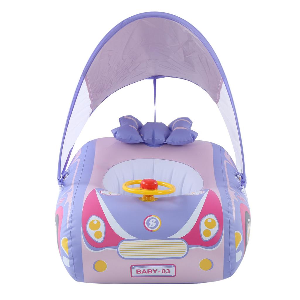 Baby Inflatable Swimming Float Car Shape Ride On Pool Float with Horn and Sunshade for 1 to 4 Years