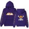 Unisex One Piece Monkey D Luffy Double‑Sided Print Fleece Hoodie, Both‑Sleeves Japanese Text Anime Pullover Hooded Sweatshirt Streetwear