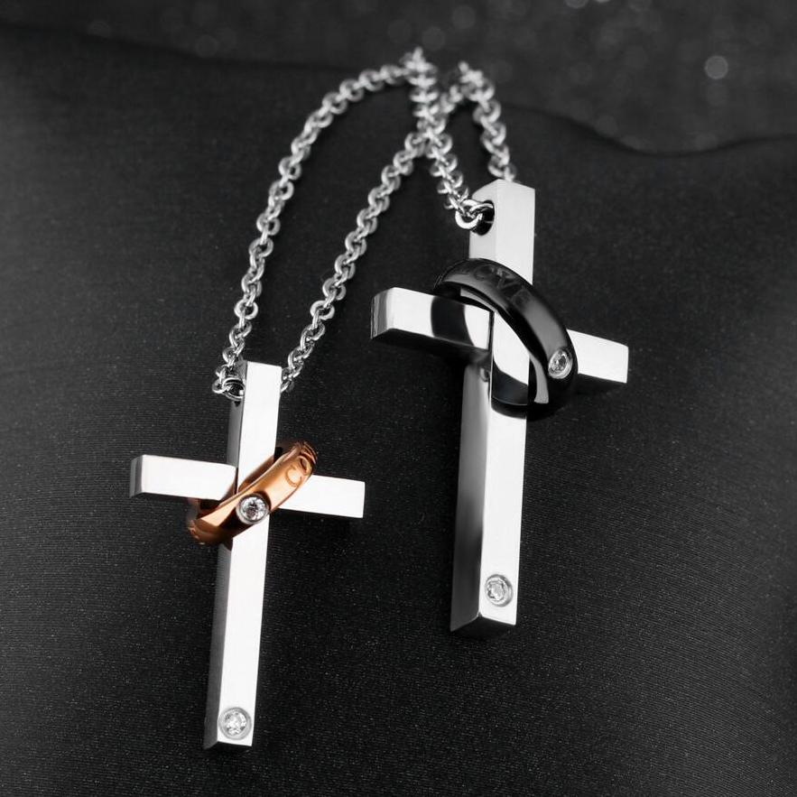 2025 Unique Creative Design Stainless Steel Cross Couple Necklace - Versatile and Fashionable