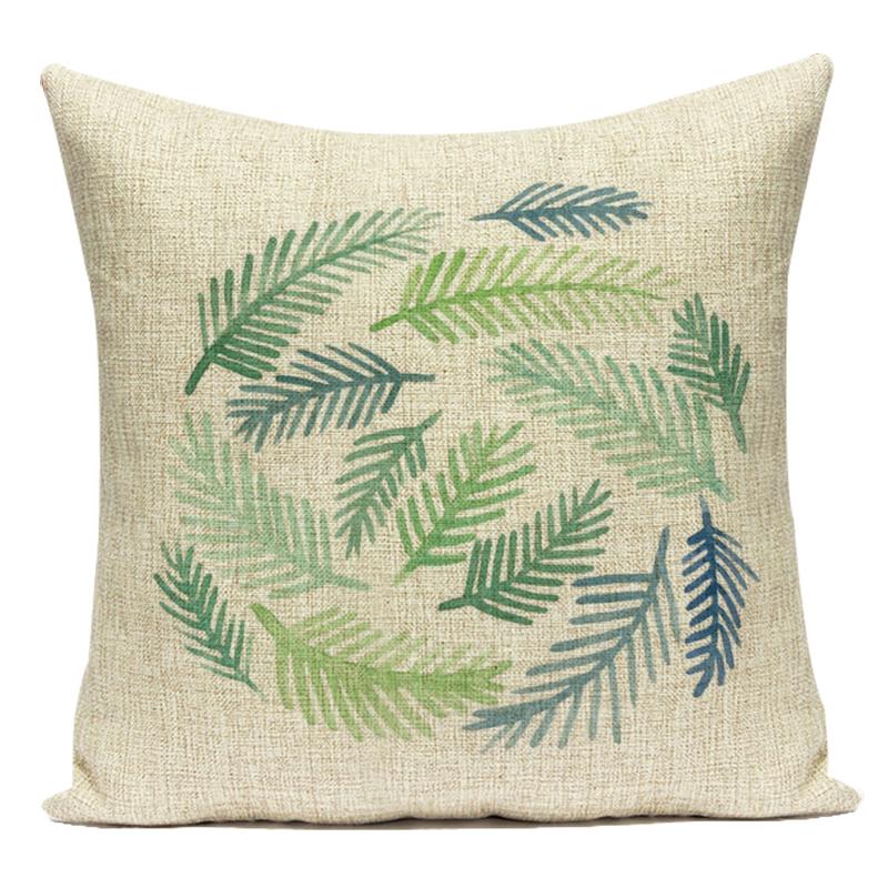 Tropical Green Plant Leaf Cactus Palm Polyester Pillow Case Sofa Home Decoration Cushion Cover Pillowcase for Living Room