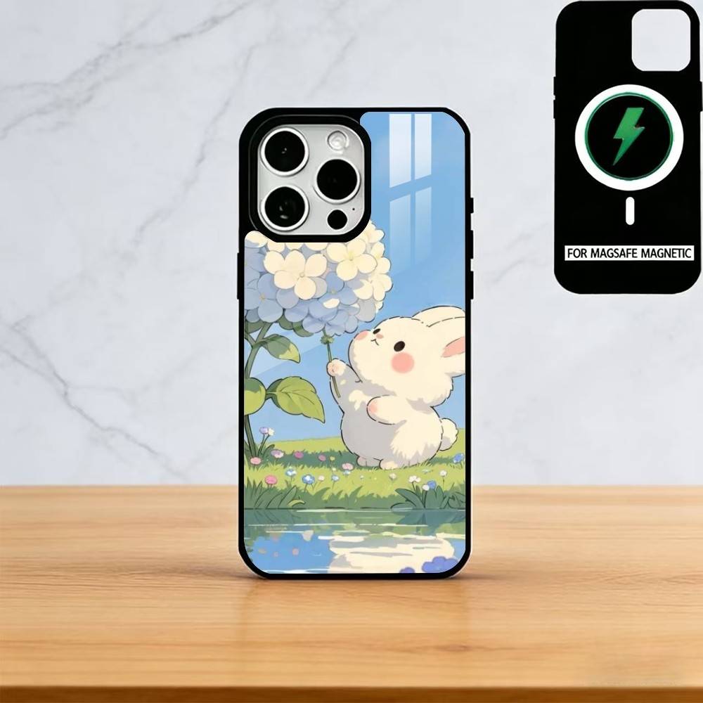 Bunny Kawaii Phone Case For iPhone17,16,15,14,13,12,11 Plus,Pro Magnetic For Magsafe Wireless Charging