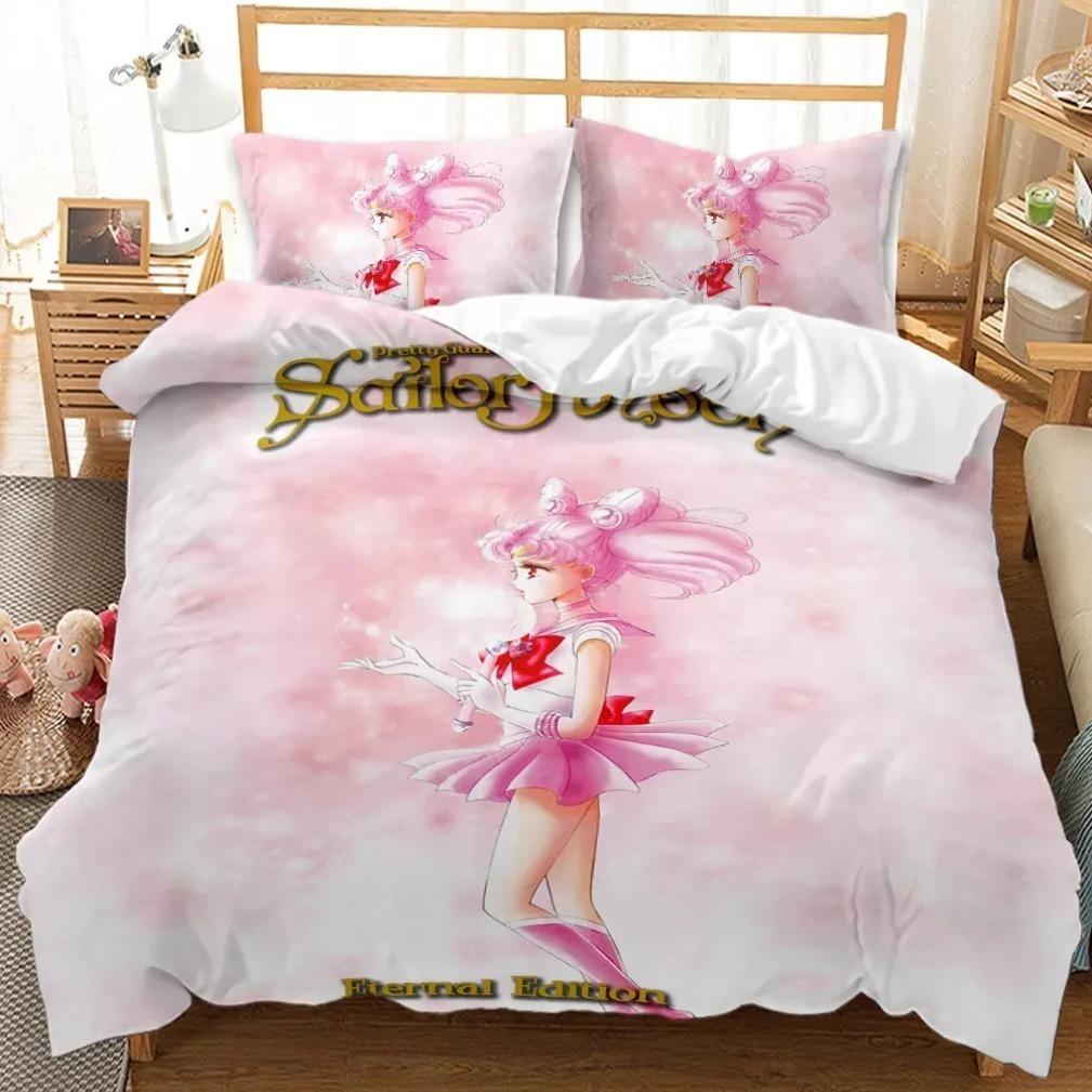 Anime S-SAILOR Girl M-MOON Bedding Set 3D Printed polyester Duvet Cover Pillowcase Girl adults 2/3piece set Single/Large Size