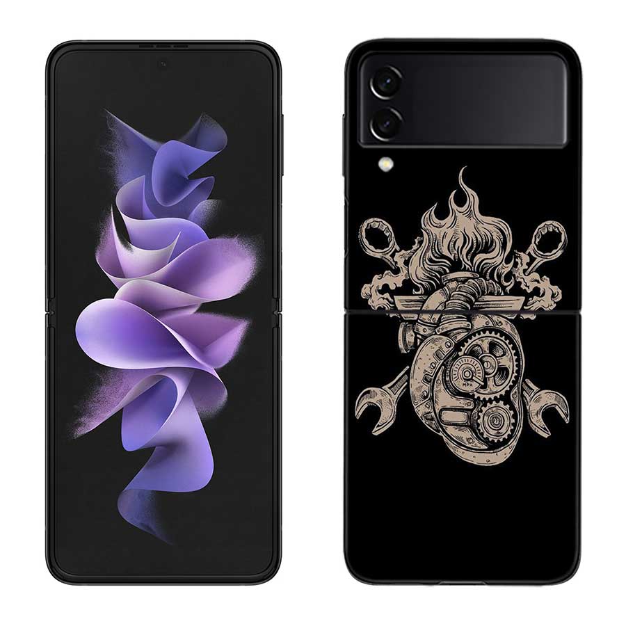 

Car Parts Auto Mechanic Phone Case For Samsung Z Flip 7 6 5G Galaxy Z Flip 5 4 3 Black Hard Cell Cover Luxury PC Shell Coque Samsung Z Flip 4 5G