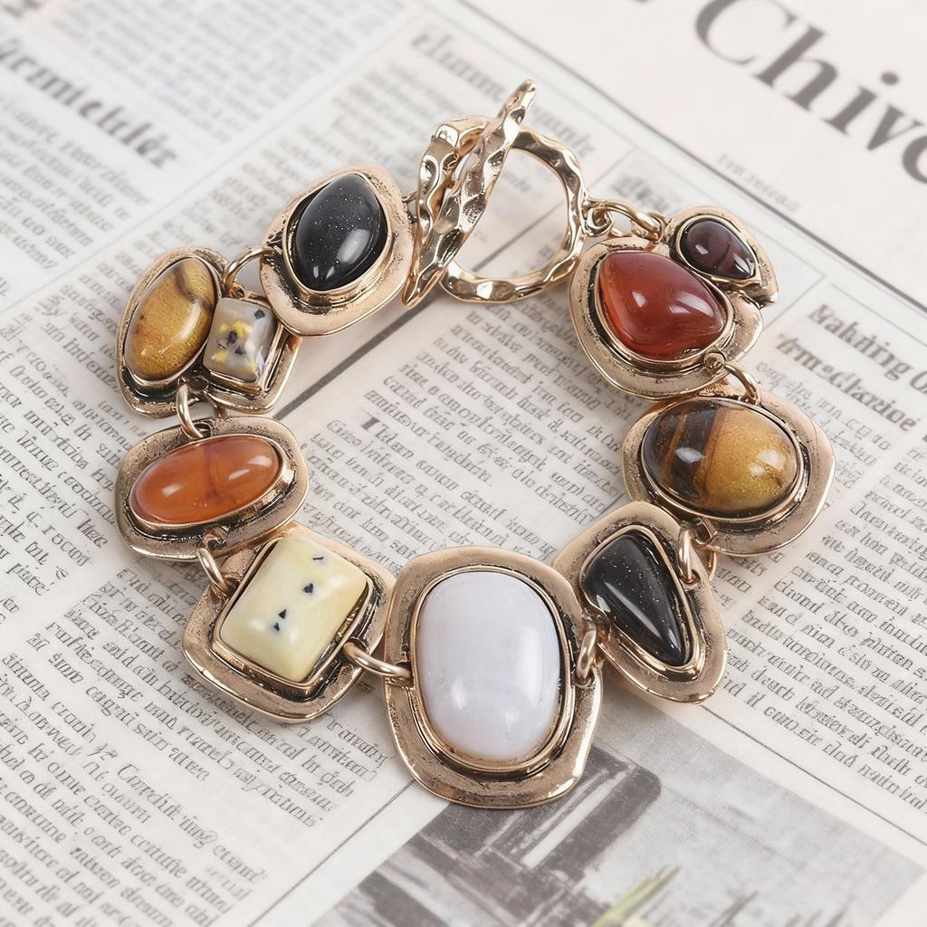 Bohemian Multicolor Resin Beaded Bracelets for Women Men Vintage Ethnic Irregular Stone Bracelets Statement Friendship Jewelry