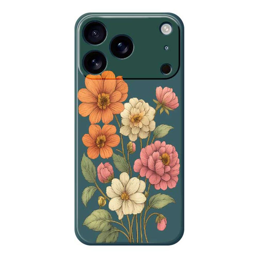 For iPhone 17 Pro Max Case Beautiful Flowers Pattern Printing Straight Edge TPU Phone Back Cover