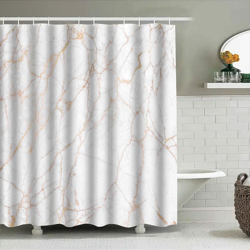 Marble Shower Curtain Waterproof Vintage Grey Stone Pattern Bathroom Decor Fabric Liner Backdrop Washable Modern Home Textile