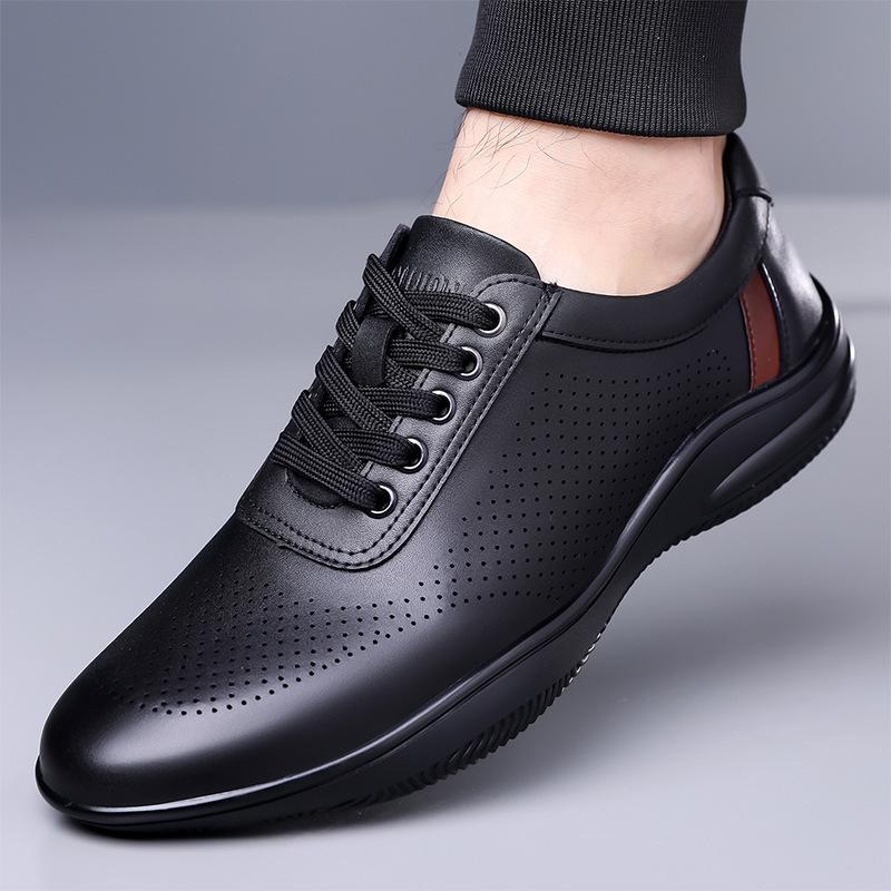 2026 Spring Autumn New Casual Leather Shoes for Men Solid Color Summer Hallow Designer Shoes Male Fashion Sports Sneakers Man