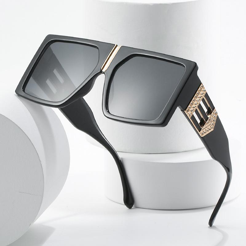Large Frame Sunglasses, The Same Square Glasses, Personalized Diamond-Encrusted Sunglasses For Women