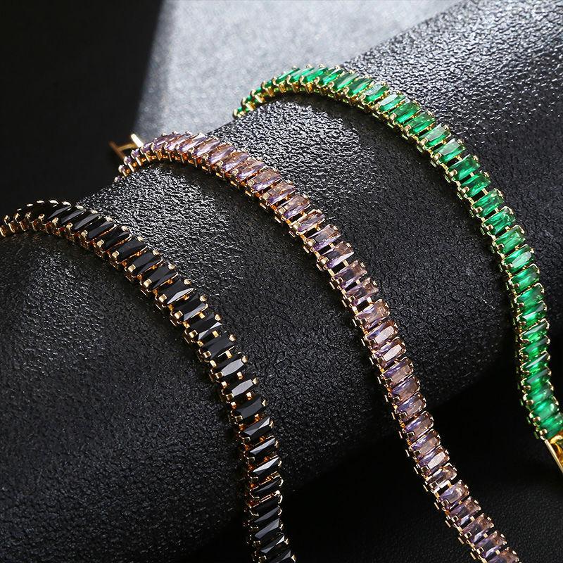 Personalized Colorful Zircon Diamond Claw Chain Bracelet Adorned with Colorful Rice Beads Zircon Bracelet