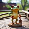 Garden Frog Ornament Resin Weatherproof Frog Figurine Cartoon Frog Statue Planter Decoration Frog Statue for Flower Pot Outdoor Decoration