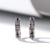 Silver Rainbow Multicolor CZ Huggie Hoop Earrings Micro Pave Colorful Crystal Small Hoop Earrings Women Statement Jewelry