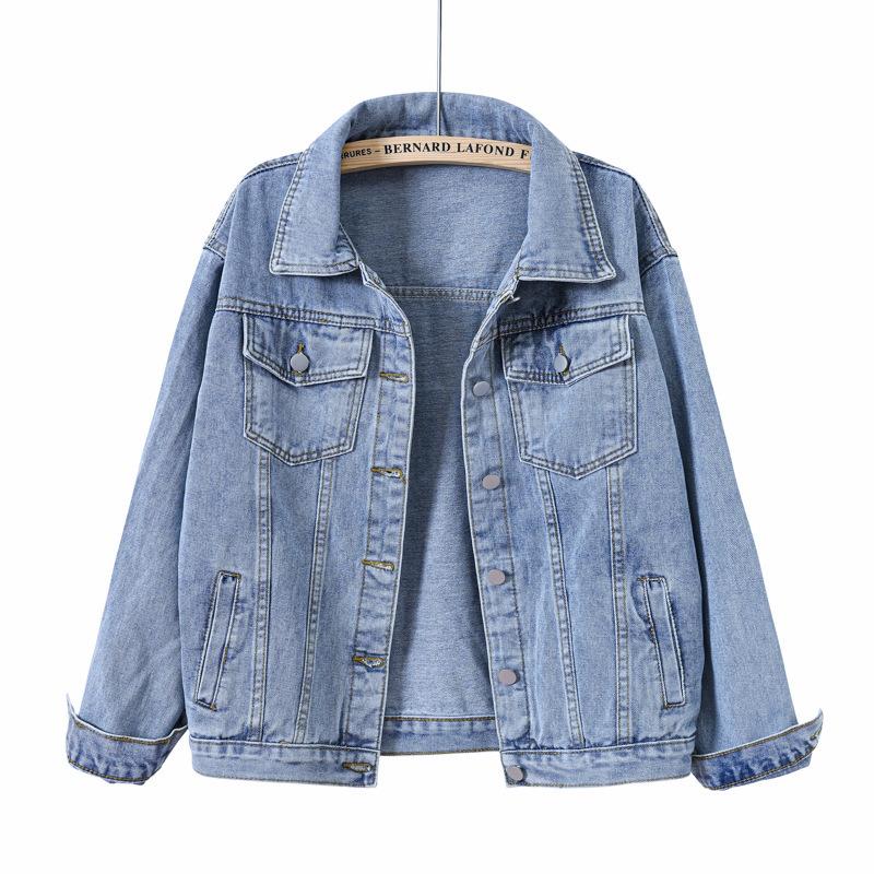 Retro Blue Denim Jacket for Women - Loose Korean Style, Plus Size, Spring/Autumn Trend