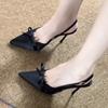 Bow Sexy High Heels Sandals Women Pointed Toe Heeled Shoes 2025 New Summer Dress Slippers Woman Pumps Sandalias Mujer