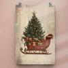 Vintage Santa Sleigh Metal Tin Sign 12x8 Inch Christmas Wall Art Home Decor
