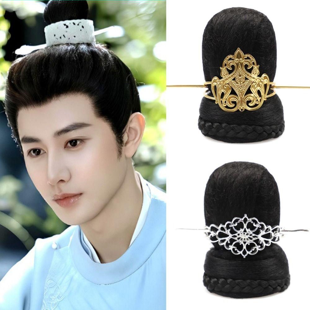 Hanfu Hairpin Hanfu Wig for Men Chinese Style Fake Hair Bun Ancient Style Hair Crown  Ming Dynasty