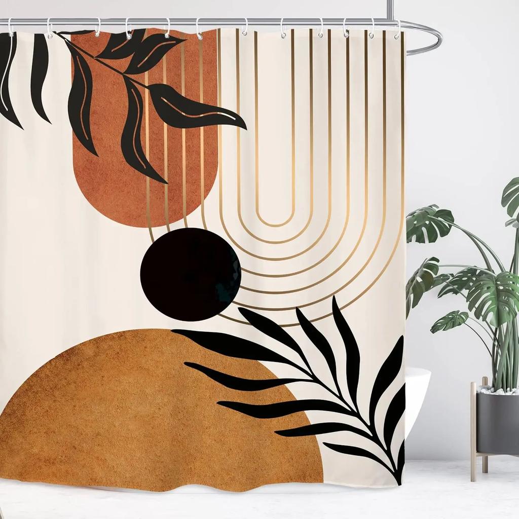 Abstrakt Katt Enkelt Baderom Dusjforheng Minimalistisk Morsomt Søtt Geometrisk Fargerikt Polyesterstoff Badeforheng Baderomsdekor