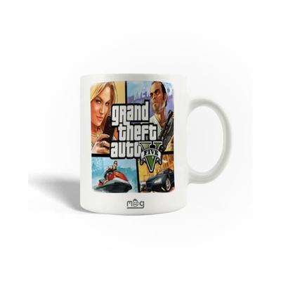 Kubek Ceramiczny - GTA V - 30cl - Biały - Można Myć w Zmywarce - Cylindryczny