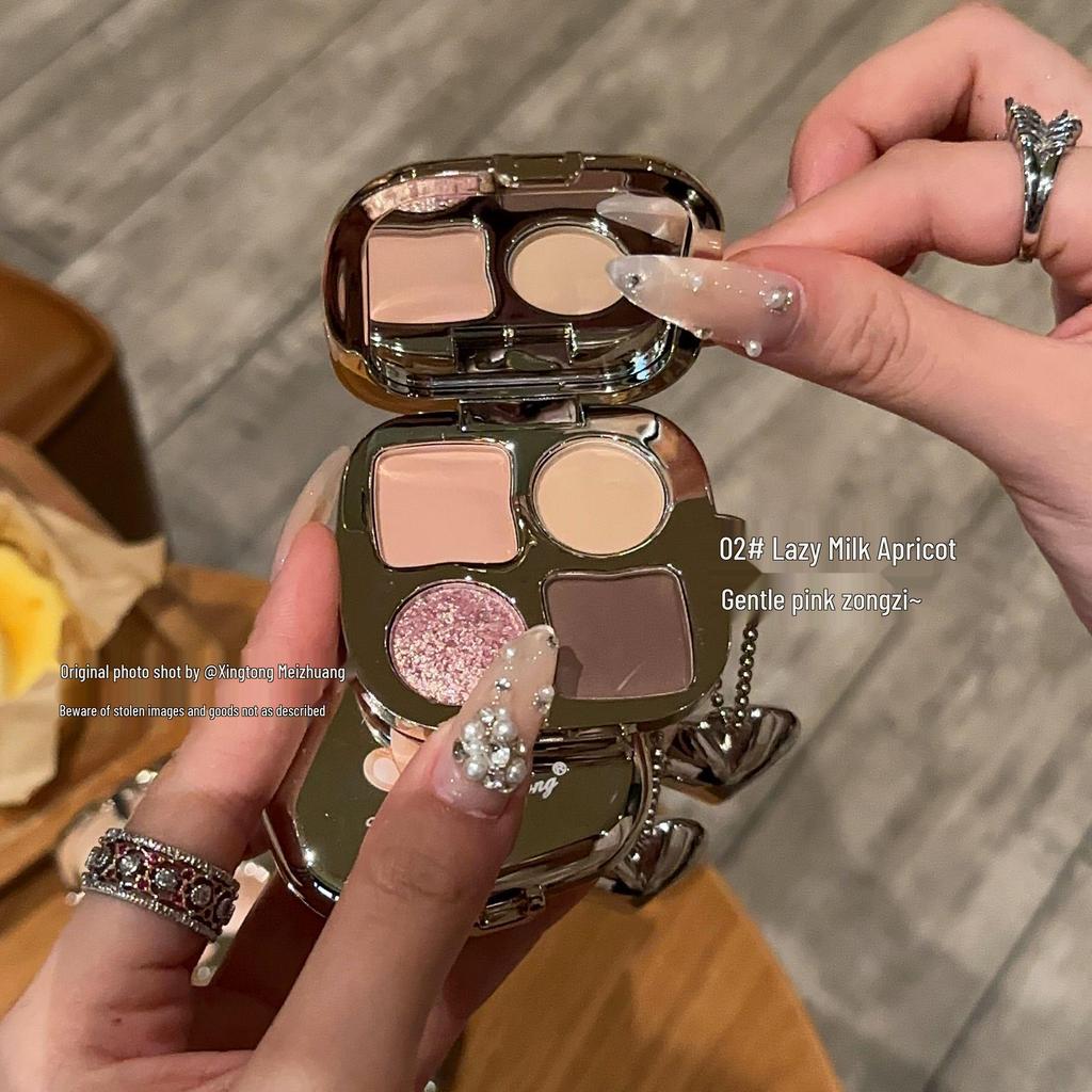 So Cute It's Illegal! Winnie the Pooh Heart Charm Eyeshadow Palette: Four-Color Low-Saturation Earth Tones & Under-Eye Highlighter