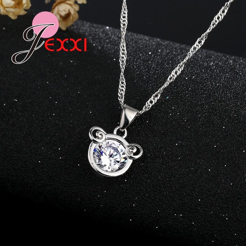 2025 New Cute Cartoon 925 Sterling Silver Jewelry Set Crystal Necklace Earrings Sets For Girls Best Gifts