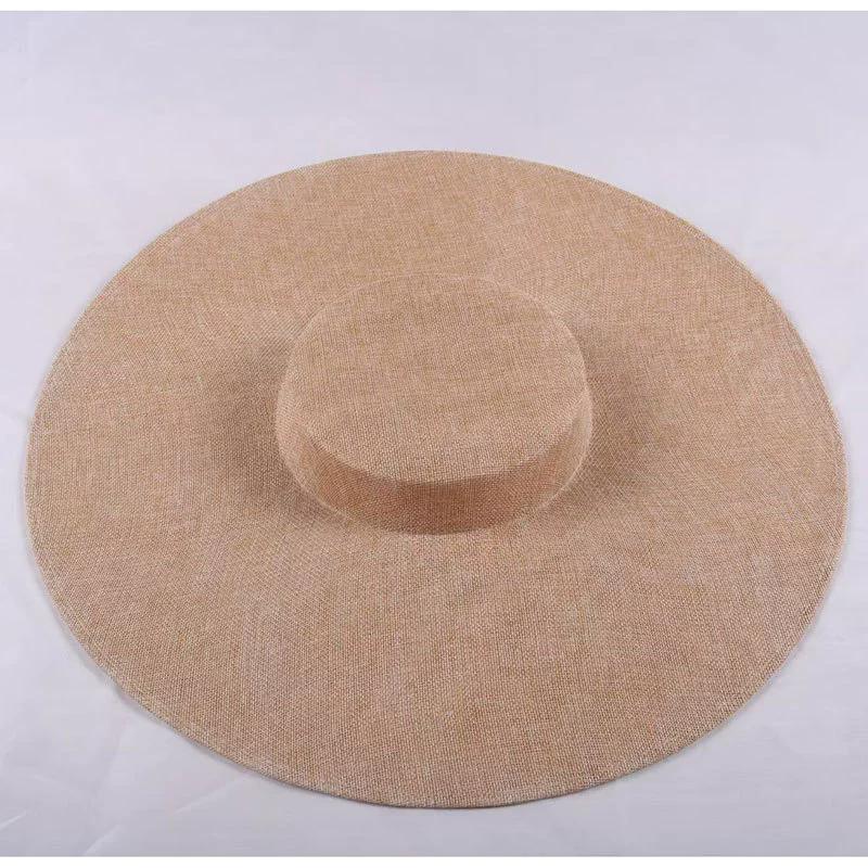202508-bbao Ins Chic Faux Linen Diy Vintage Style Bride Solid Classic Sun Hat Women Leisure Cap