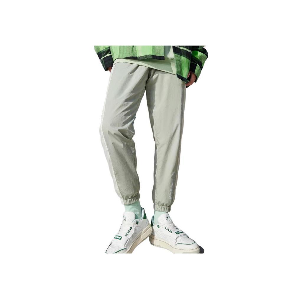 Li Ning Badfive Color Block Letter Print Loose Sports Long Pants Women Bottoms Desert-Green AYKS362-1