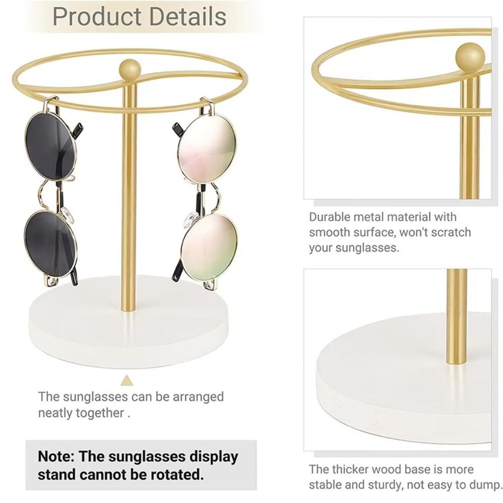 Golden Fashion Glasses Display Stand - 3-Tier No Assembly Required Circular Holder for Retail Stores