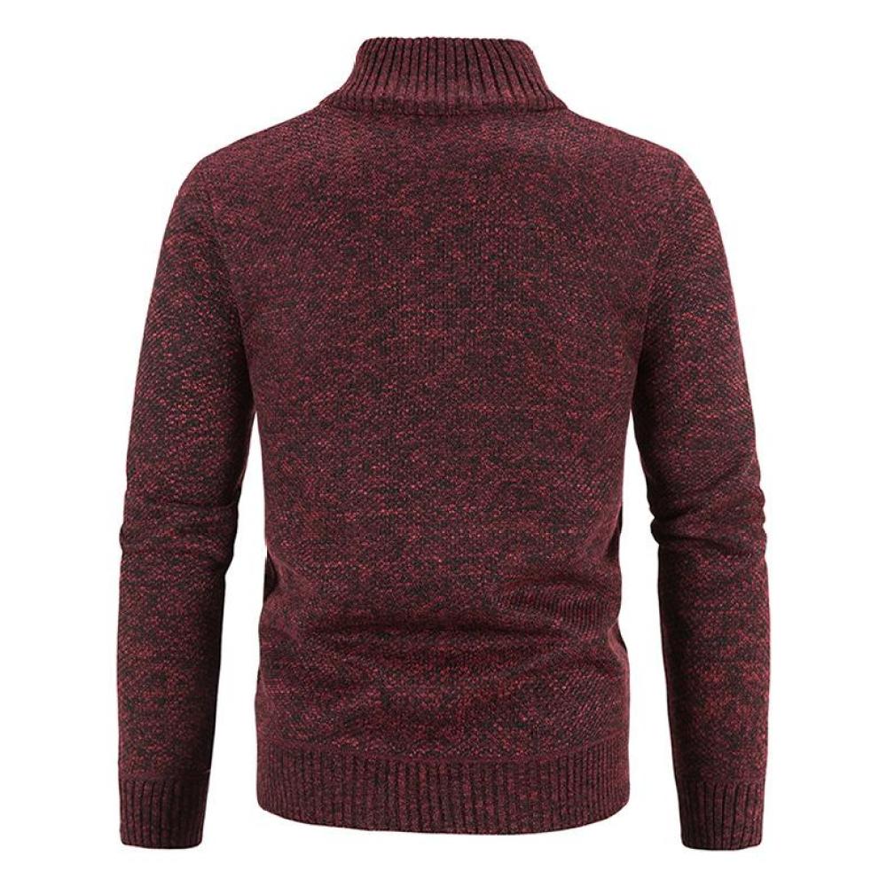 Jeseň a zima pánske plus zamatový hrubý stojačik sveter sveter teplý sveter kabát na zips cardigan pánsky trend