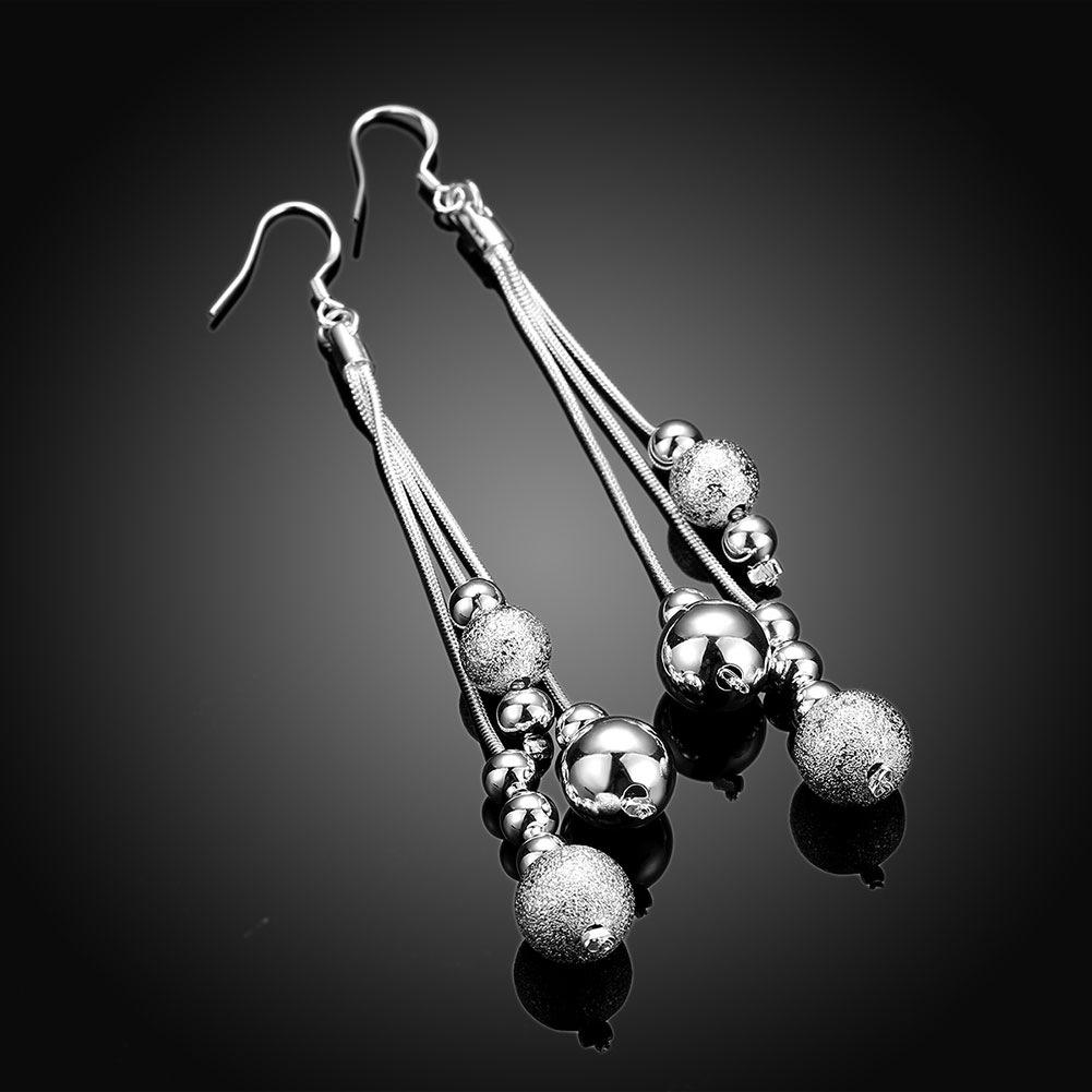 

Jin Rong Xing Fashion Tassel Silver Multi-Bead Earrings for Women - European & American Style