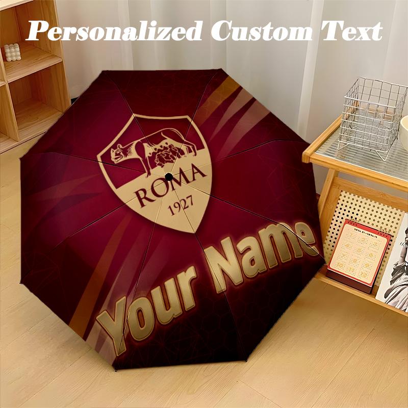 8 Rib Auto Folding Umbrella AS Roma Print Custom Name Text Portable Rain Gear
