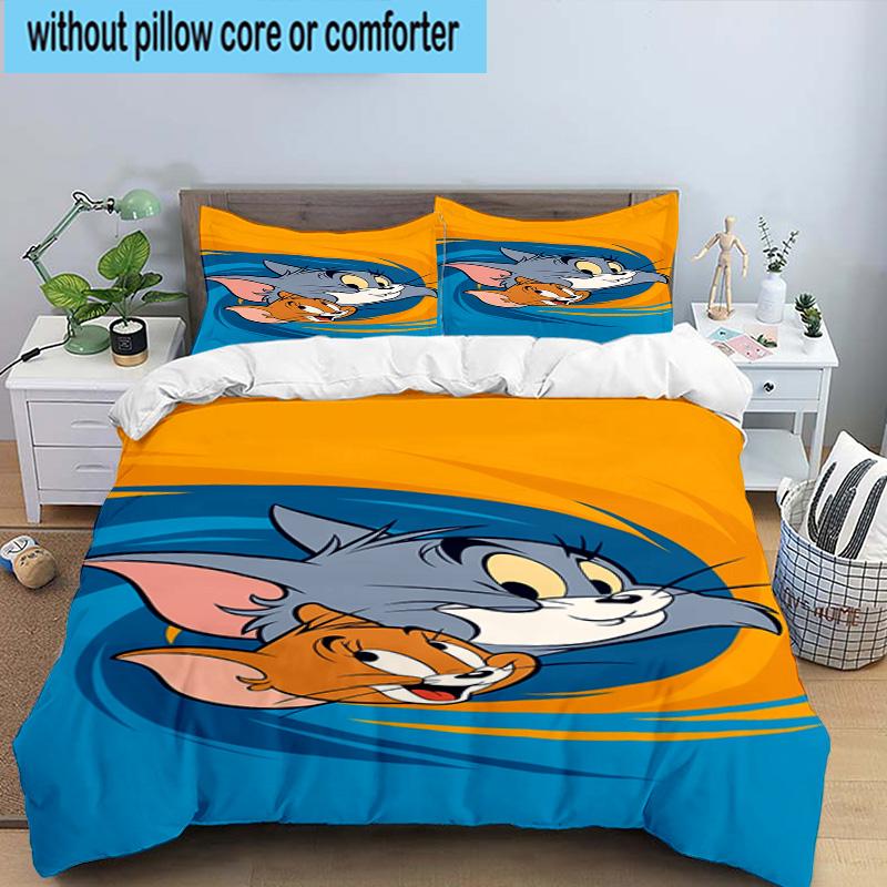3PCS Cat and Mouse 3pcs Bedding,Including 3PCS Duvet Cover And 2pcs Pillowcases Perfect for Christmas,Ideal for Bedroom, Dormitory