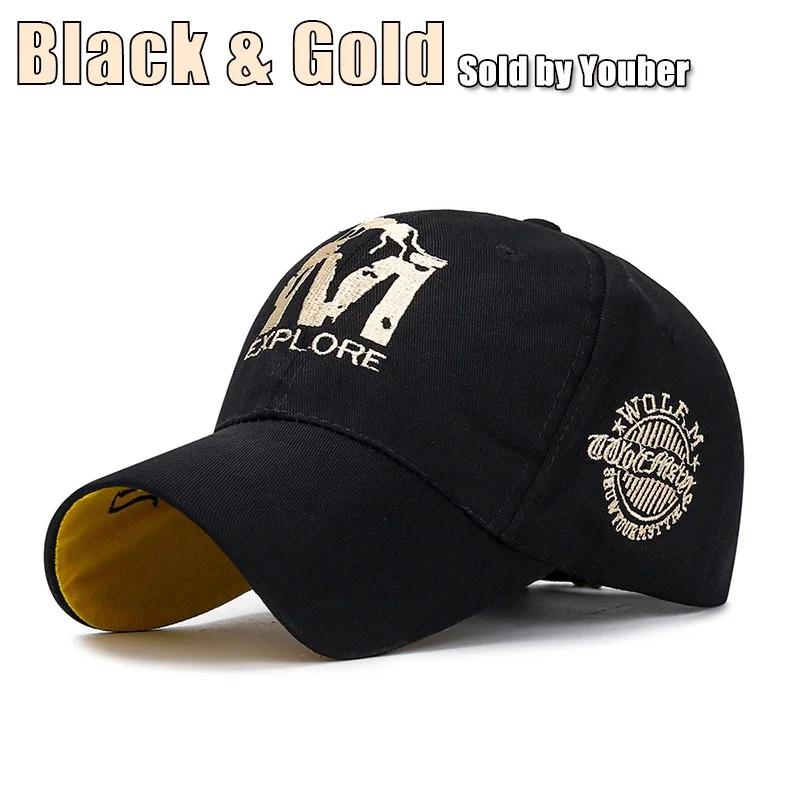 

M Letter Wolf Totem Embroidery Cotton Adjustable Hard Top Baseball Cap Sun Hat Trucker Caps Dad Hats